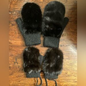 Mommy and Me Real Mink Fur Mittens